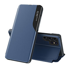 Custodia Portafoglio In Pelle Cover con Supporto L03 per Samsung Galaxy S22 Ultra 5G Blu