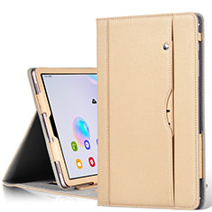 Custodia Portafoglio In Pelle Cover con Supporto L03 per Samsung Galaxy Tab S6 10.5 SM-T860 Oro