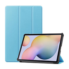 Custodia Portafoglio In Pelle Cover con Supporto L03 per Samsung Galaxy Tab S7 4G 11 SM-T875 Azzurro