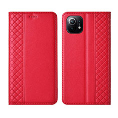 Custodia Portafoglio In Pelle Cover con Supporto L03 per Xiaomi Mi 11 Lite 4G Rosso