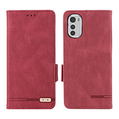 Custodia Portafoglio In Pelle Cover con Supporto L03Z per Motorola Moto E32s Rosso