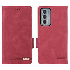 Custodia Portafoglio In Pelle Cover con Supporto L03Z per Motorola Moto Edge Lite 5G Rosso