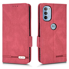 Custodia Portafoglio In Pelle Cover con Supporto L03Z per Motorola Moto G31 Rosso