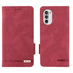 Custodia Portafoglio In Pelle Cover con Supporto L03Z per Motorola Moto G52j 5G Rosso