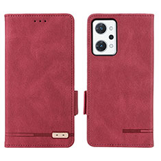 Custodia Portafoglio In Pelle Cover con Supporto L03Z per Oppo Reno7 A Rosso