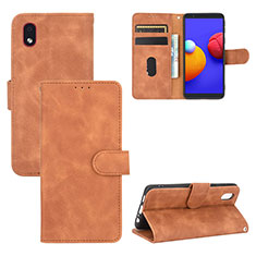 Custodia Portafoglio In Pelle Cover con Supporto L03Z per Samsung Galaxy A01 Core Marrone