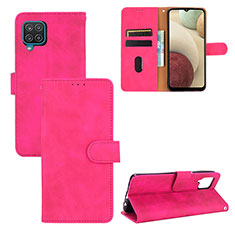 Custodia Portafoglio In Pelle Cover con Supporto L03Z per Samsung Galaxy A12 Rosa Caldo