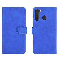Custodia Portafoglio In Pelle Cover con Supporto L03Z per Samsung Galaxy A21 Blu