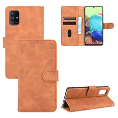 Custodia Portafoglio In Pelle Cover con Supporto L03Z per Samsung Galaxy A51 4G Marrone