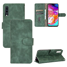 Custodia Portafoglio In Pelle Cover con Supporto L03Z per Samsung Galaxy A70 Verde