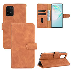 Custodia Portafoglio In Pelle Cover con Supporto L03Z per Samsung Galaxy A91 Marrone