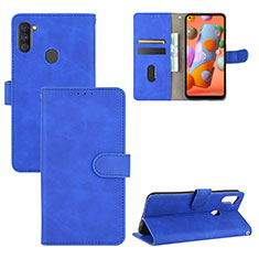 Custodia Portafoglio In Pelle Cover con Supporto L03Z per Samsung Galaxy M11 Blu