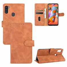 Custodia Portafoglio In Pelle Cover con Supporto L03Z per Samsung Galaxy M11 Marrone