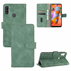 Custodia Portafoglio In Pelle Cover con Supporto L03Z per Samsung Galaxy M11 Verde