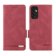 Custodia Portafoglio In Pelle Cover con Supporto L03Z per Samsung Galaxy M13 4G Rosso