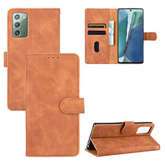 Custodia Portafoglio In Pelle Cover con Supporto L03Z per Samsung Galaxy Note 20 5G Marrone