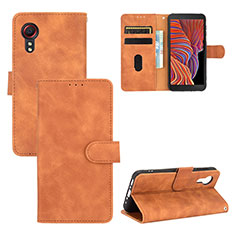 Custodia Portafoglio In Pelle Cover con Supporto L03Z per Samsung Galaxy XCover 5 SM-G525F Marrone