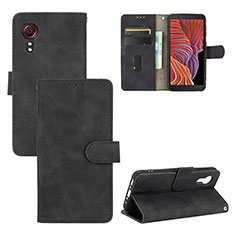 Custodia Portafoglio In Pelle Cover con Supporto L03Z per Samsung Galaxy XCover 5 SM-G525F Nero