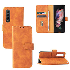 Custodia Portafoglio In Pelle Cover con Supporto L03Z per Samsung Galaxy Z Fold3 5G Marrone