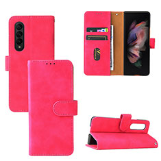 Custodia Portafoglio In Pelle Cover con Supporto L03Z per Samsung Galaxy Z Fold4 5G Rosa Caldo