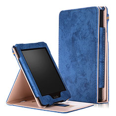 Custodia Portafoglio In Pelle Cover con Supporto L04 per Amazon Kindle Paperwhite 6 inch Blu