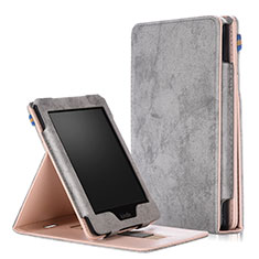 Custodia Portafoglio In Pelle Cover con Supporto L04 per Amazon Kindle Paperwhite 6 inch Grigio