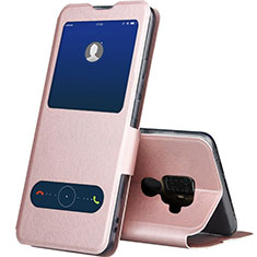 Custodia Portafoglio In Pelle Cover con Supporto L04 per Huawei Nova 5i Pro Oro Rosa