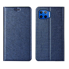 Custodia Portafoglio In Pelle Cover con Supporto L04 per Motorola Moto G 5G Plus Blu