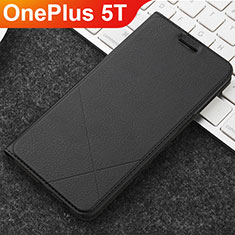 Custodia Portafoglio In Pelle Cover con Supporto L04 per OnePlus 5T A5010 Nero