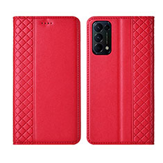 Custodia Portafoglio In Pelle Cover con Supporto L04 per Oppo Reno5 Pro 5G Rosso