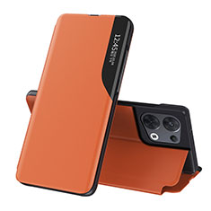 Custodia Portafoglio In Pelle Cover con Supporto L04 per Oppo Reno9 Pro 5G Arancione