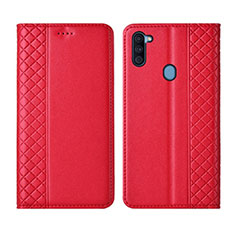 Custodia Portafoglio In Pelle Cover con Supporto L04 per Samsung Galaxy A11 Rosso