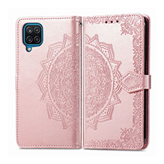 Custodia Portafoglio In Pelle Cover con Supporto L04 per Samsung Galaxy A12 Nacho Oro Rosa