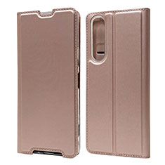 Custodia Portafoglio In Pelle Cover con Supporto L04 per Sony Xperia 1 II Oro Rosa