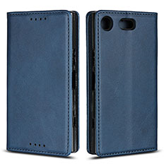 Custodia Portafoglio In Pelle Cover con Supporto L04 per Sony Xperia XZ1 Compact Blu