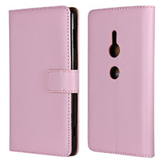 Custodia Portafoglio In Pelle Cover con Supporto L04 per Sony Xperia XZ2 Rosa
