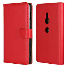 Custodia Portafoglio In Pelle Cover con Supporto L04 per Sony Xperia XZ2 Rosso