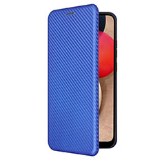 Custodia Portafoglio In Pelle Cover con Supporto L04Z per Samsung Galaxy A02s Blu