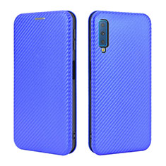 Custodia Portafoglio In Pelle Cover con Supporto L04Z per Samsung Galaxy A7 (2018) A750 Blu