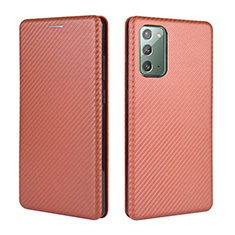 Custodia Portafoglio In Pelle Cover con Supporto L04Z per Samsung Galaxy Note 20 5G Marrone
