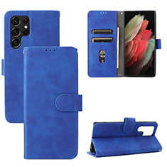 Custodia Portafoglio In Pelle Cover con Supporto L04Z per Samsung Galaxy S21 Ultra 5G Blu