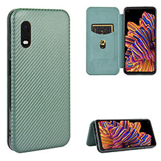 Custodia Portafoglio In Pelle Cover con Supporto L04Z per Samsung Galaxy XCover Pro Verde