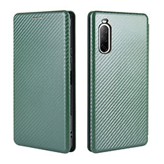 Custodia Portafoglio In Pelle Cover con Supporto L04Z per Sony Xperia 10 II Verde