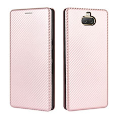 Custodia Portafoglio In Pelle Cover con Supporto L04Z per Sony Xperia 10 Plus Oro Rosa