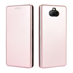 Custodia Portafoglio In Pelle Cover con Supporto L04Z per Sony Xperia 8 Oro Rosa