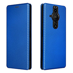 Custodia Portafoglio In Pelle Cover con Supporto L04Z per Sony Xperia PRO-I Blu
