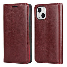 Custodia Portafoglio In Pelle Cover con Supporto L05 per Apple iPhone 15 Plus Rosso Rosa
