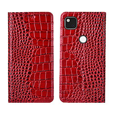 Custodia Portafoglio In Pelle Cover con Supporto L05 per Google Pixel 4a Rosso