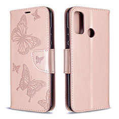 Custodia Portafoglio In Pelle Cover con Supporto L05 per Huawei P Smart (2020) Oro Rosa