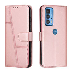Custodia Portafoglio In Pelle Cover con Supporto L05 per Motorola Moto Edge S Pro 5G Oro Rosa